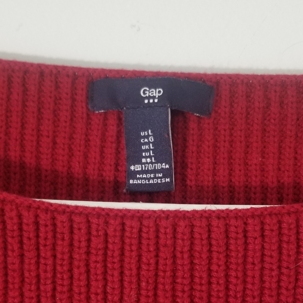 GAP Striped Knitted Sweater. Boat Neckline. Ribbed Hemline and Cuffs. Size Large - Picture 3 of 5